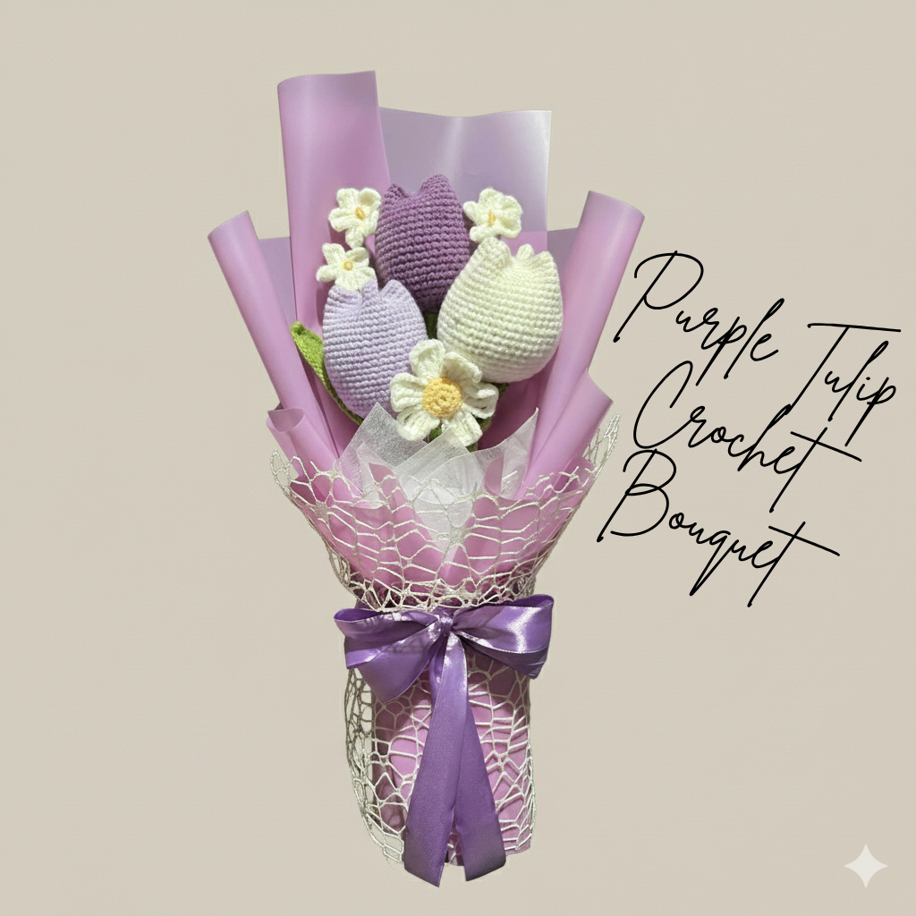  Purple Tulip Crochet Bouquet